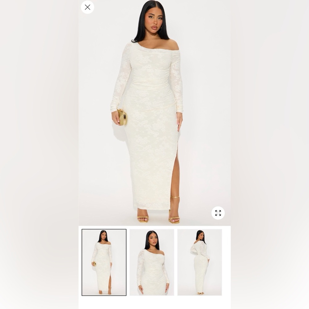 FashionNova Off Shoulder Textured Maxi Dress
